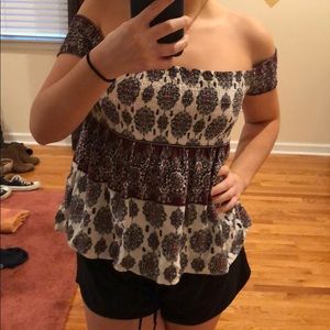 Off the shoulder paisley top